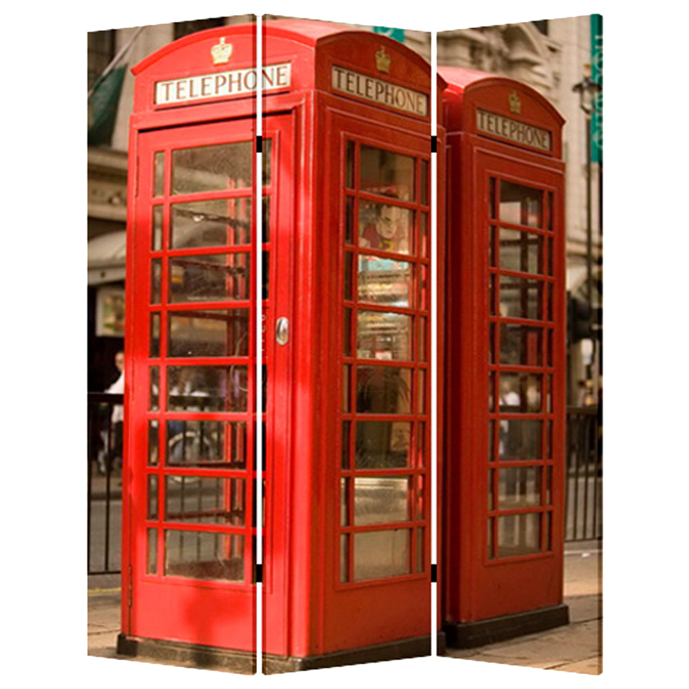 48" X 72" Multi Color Wood Canvas London Screen