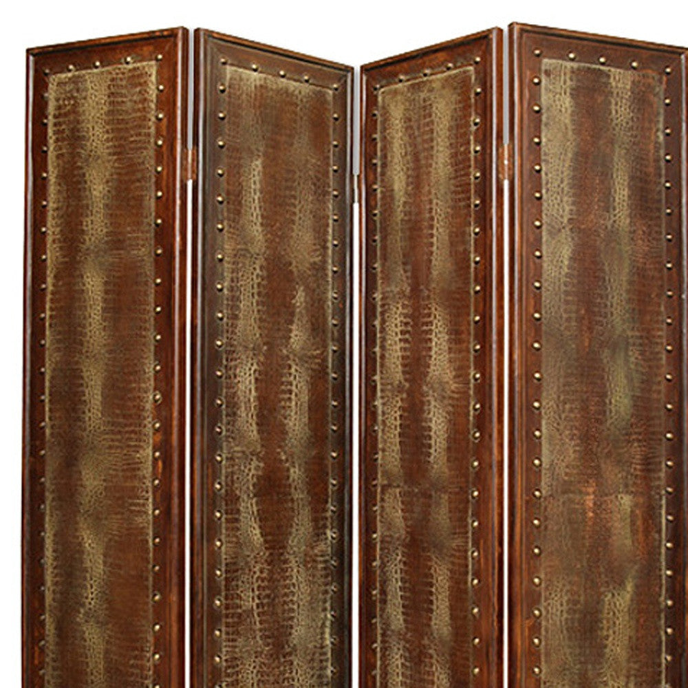 76" X 84" Brown Faux Leather Screen