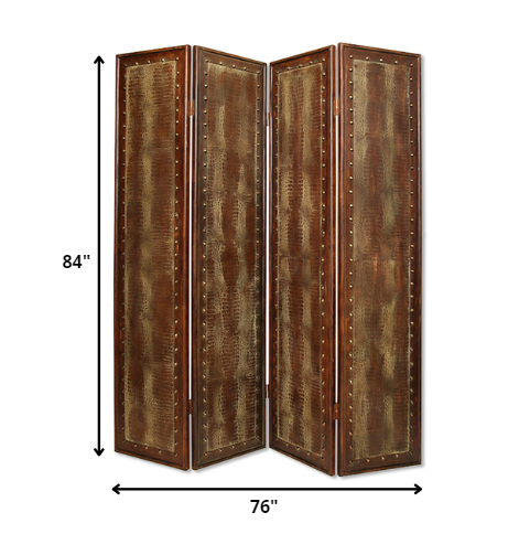 76" X 84" Brown Faux Leather Screen