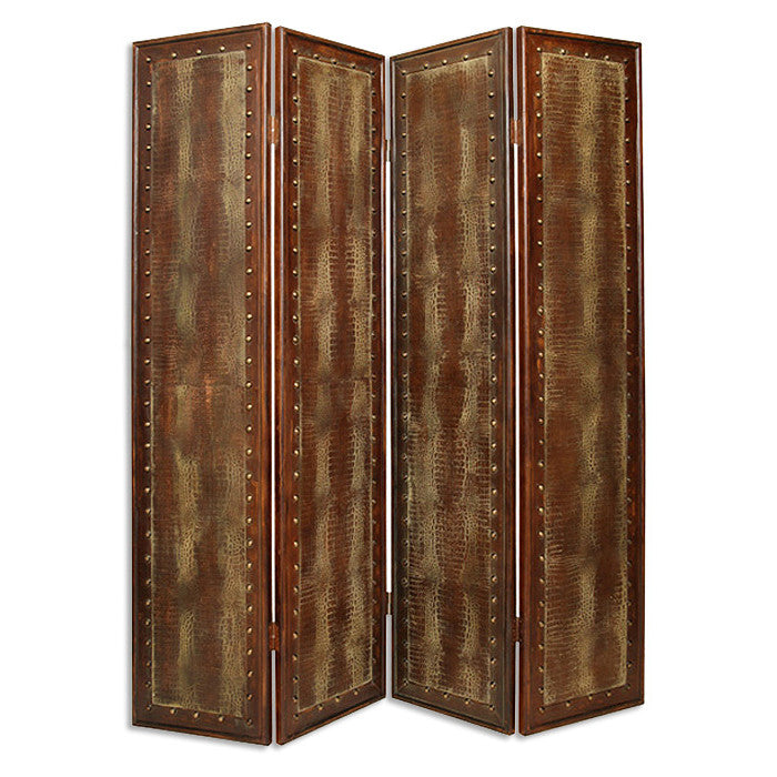 76" X 84" Brown Faux Leather Screen