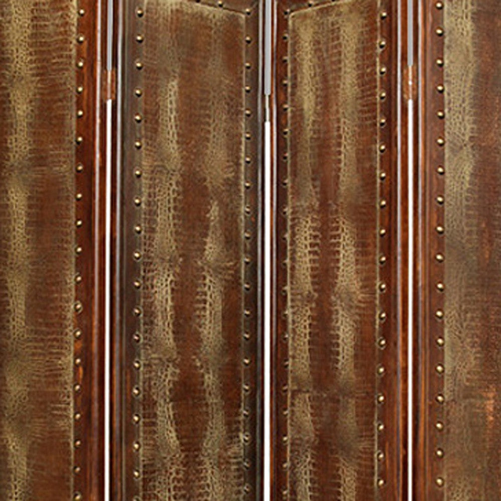 76" X 84" Brown Faux Leather Screen