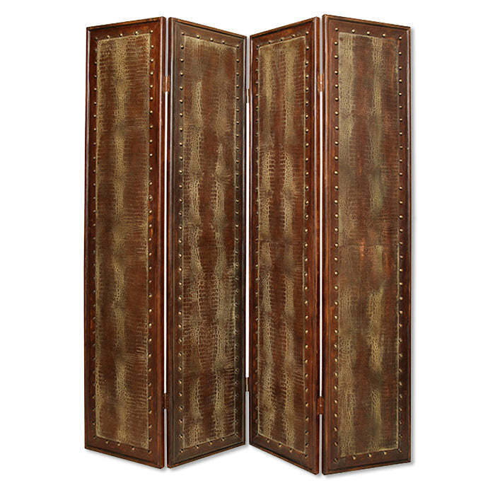 76" X 84" Brown Faux Leather Screen