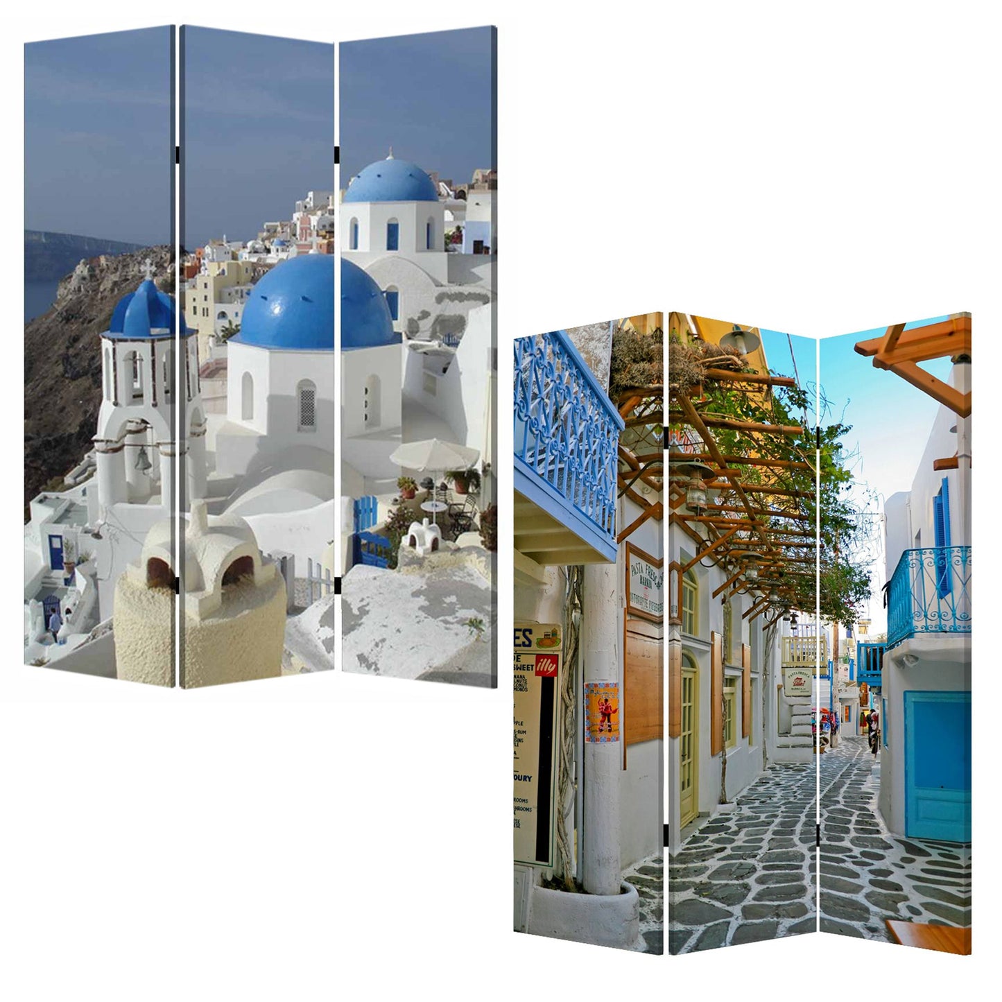 48" X 72" Multi Color Wood Canvas Greece Screen