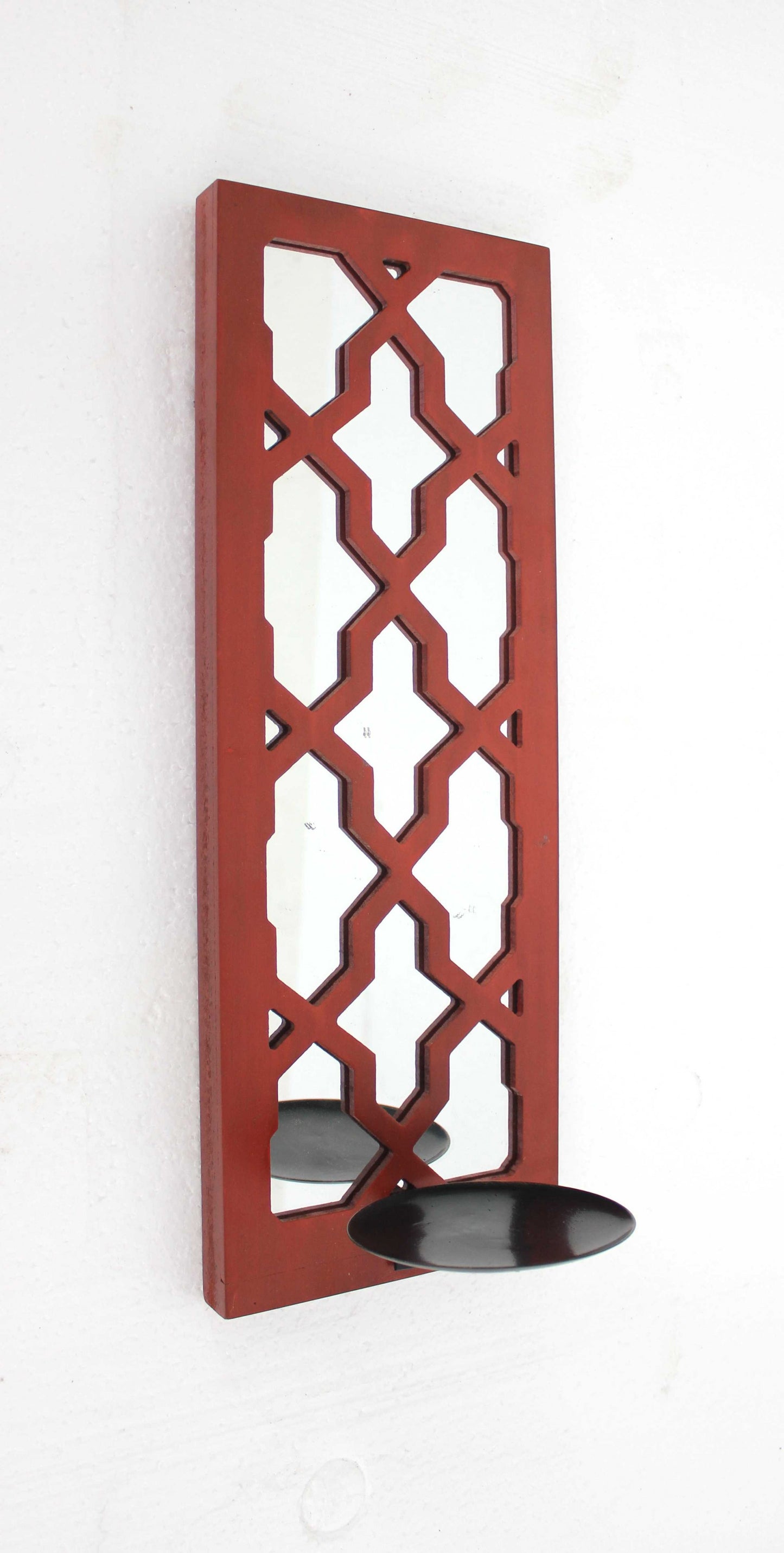 17 X 5 X 6 Red Mirrored - Candle Holder Sconce