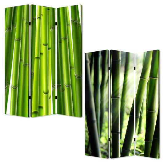 48" X 72" Multi Color Wood Canvas Bamboo Screen