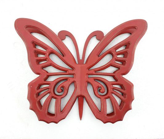 23" X 19" X 4" Red Rustic Butterfly Wooden Wall Decor