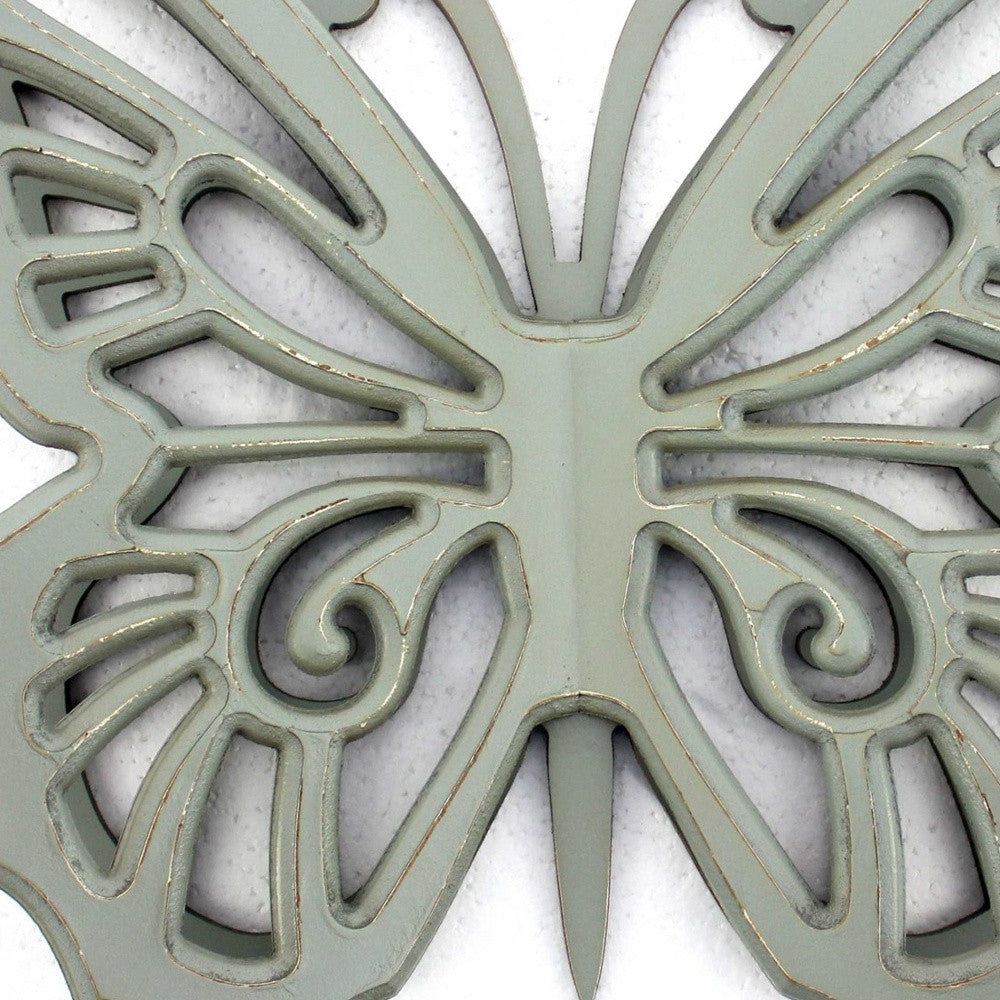23" X 19" X 4" Gray Rustic Butterfly Wooden Wall Decor