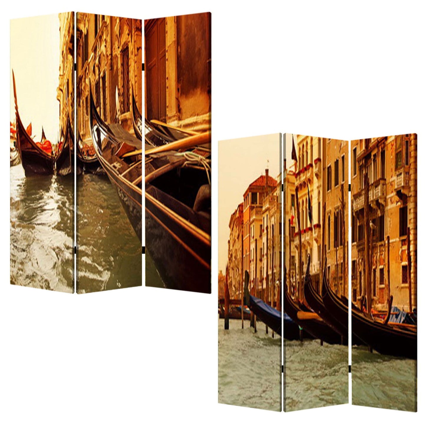 48" X 72" Multi Color Wood Canvas Venice Screen