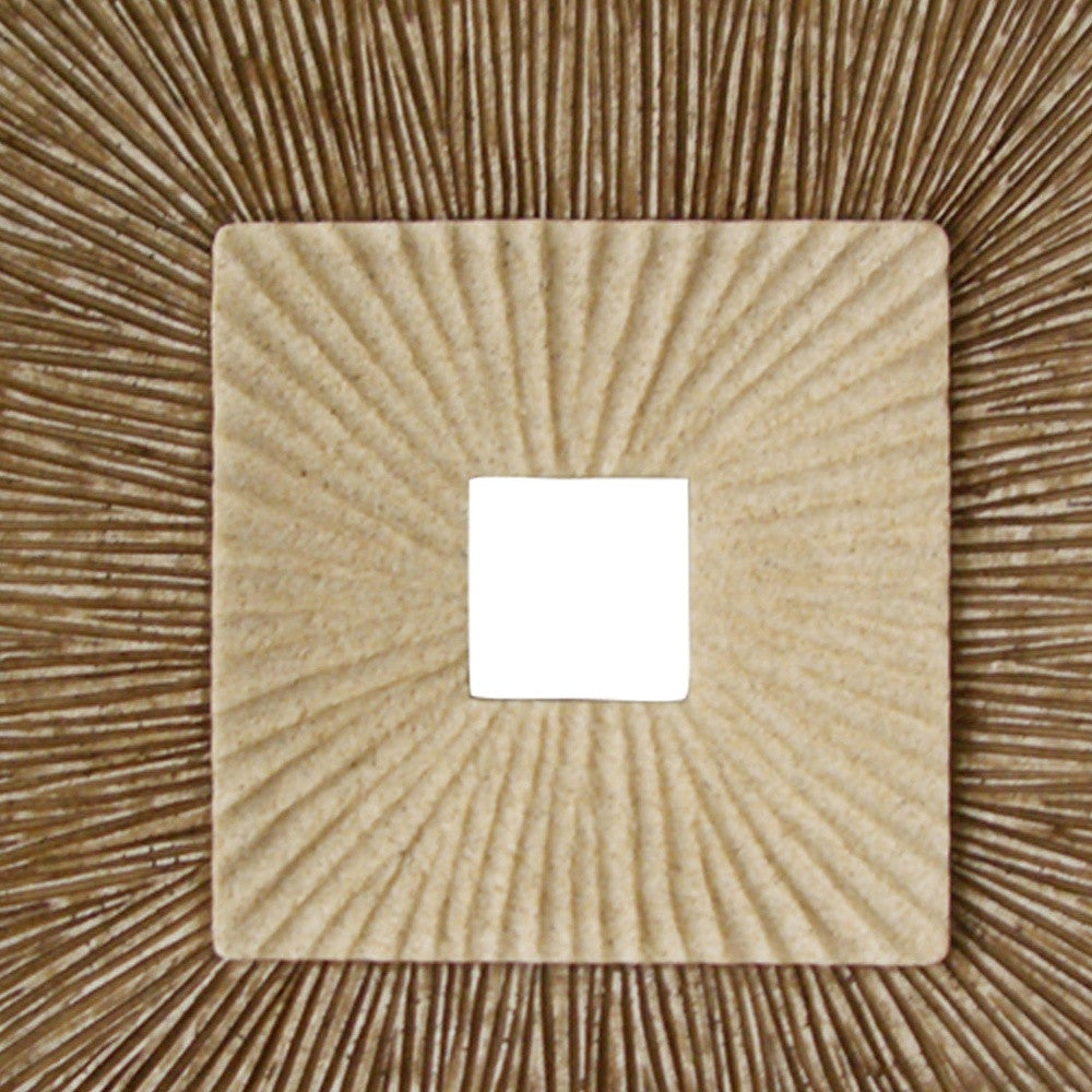 14" X 14" X 2" Brown Concave Square Double Layer Ribbed Wall Plaque Set Of 2
