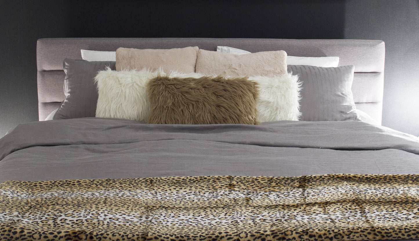 Brown Faux Fur Animal Print Plush Throw