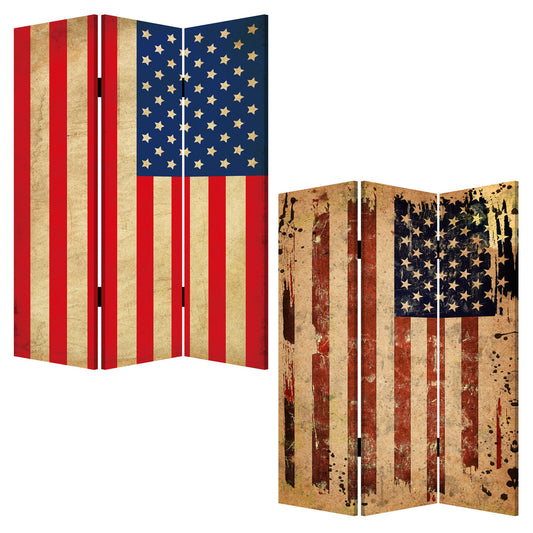 48 X 72 Multi Color Wood Canvas American Flag Screen