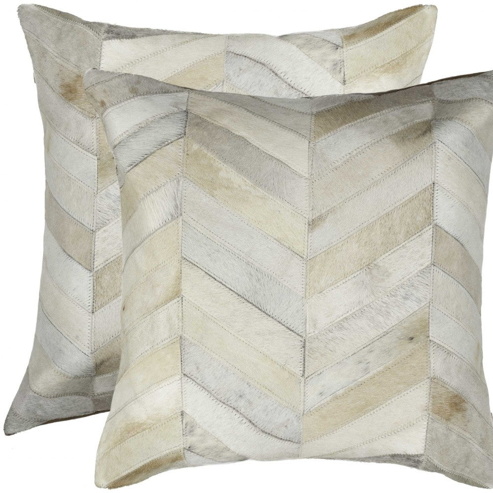 18" X 18" X 5" Natural Cowhide Pillow 2 Pack