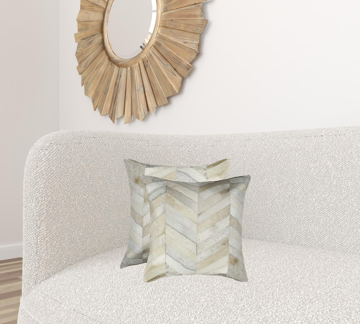 18" X 18" X 5" Natural Cowhide Pillow 2 Pack