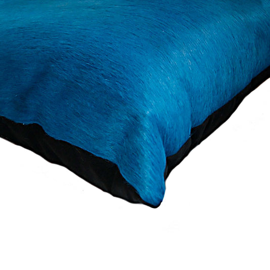 18" X 18" Blue Cowhide Pillow