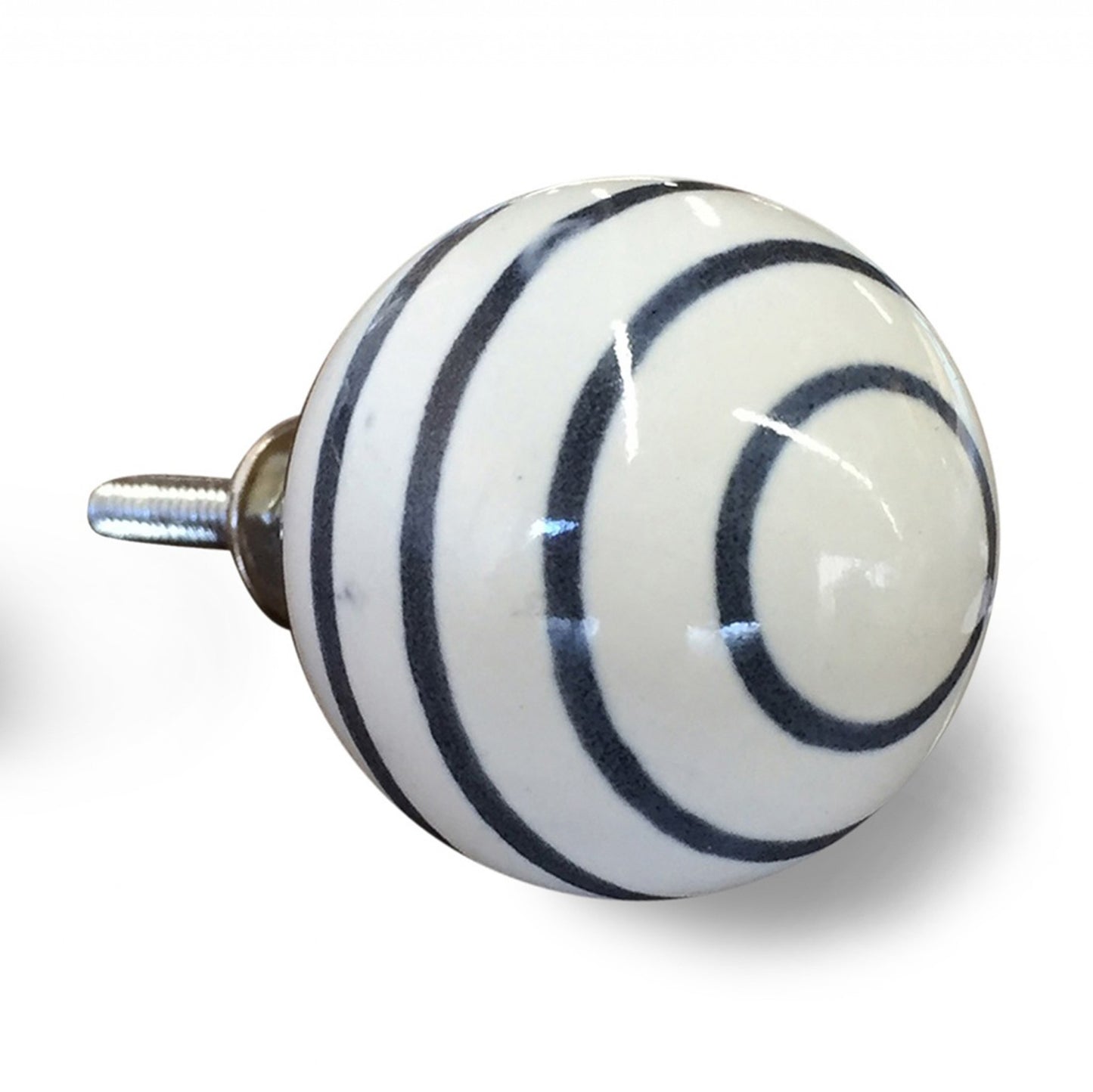 1.5" X 1.5" X 1.5" White Navy Handpainted Ceramic Knobs 8 Pack