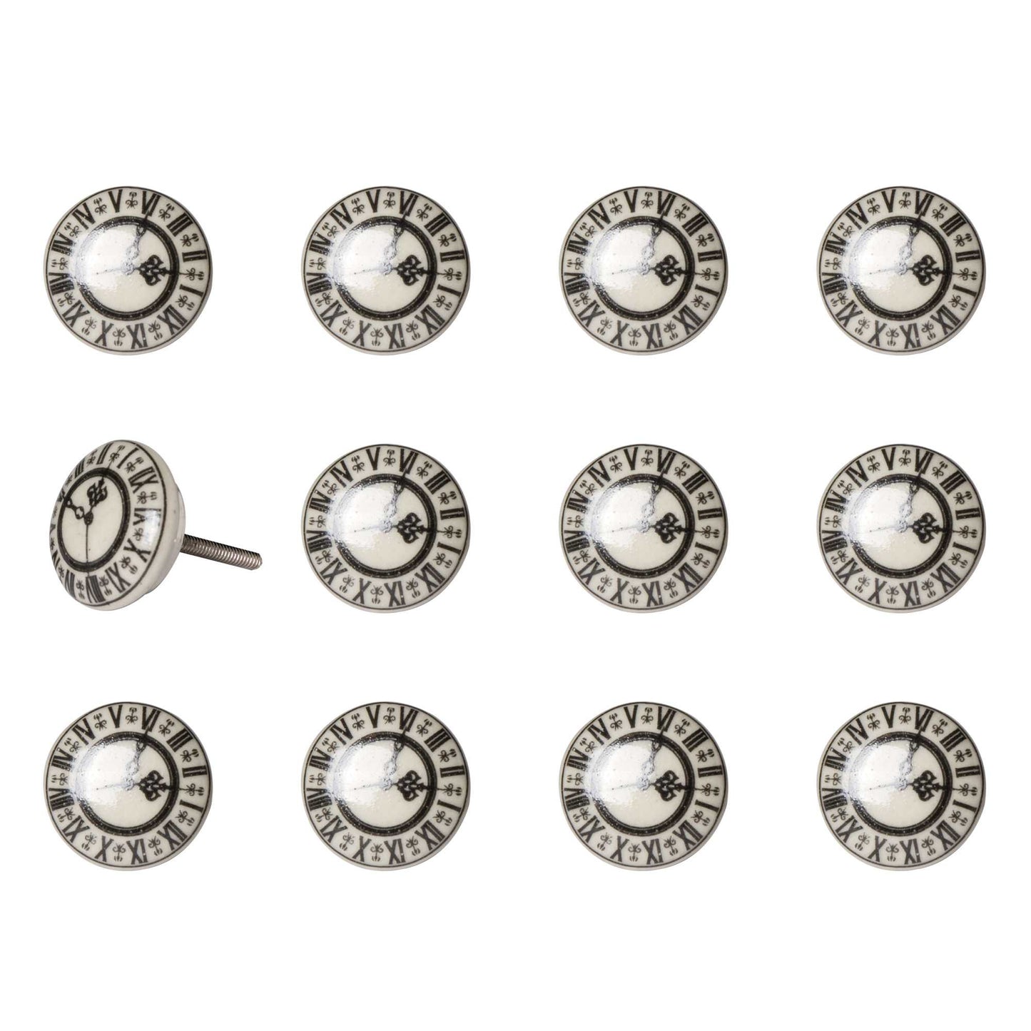 1.5" X 1.5" X 1.5" Cream Black And Gray Knobs 12 Pack