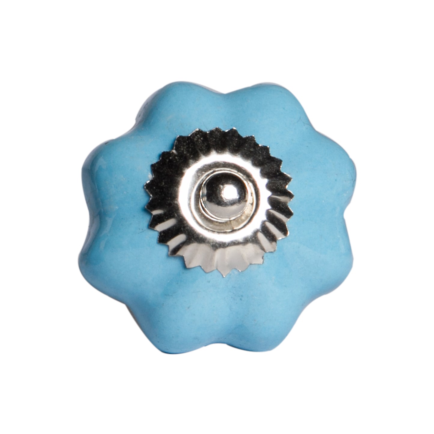 1.5" X 1.5" X 1.5" Light Blue And Silver Knobs 12 Pack