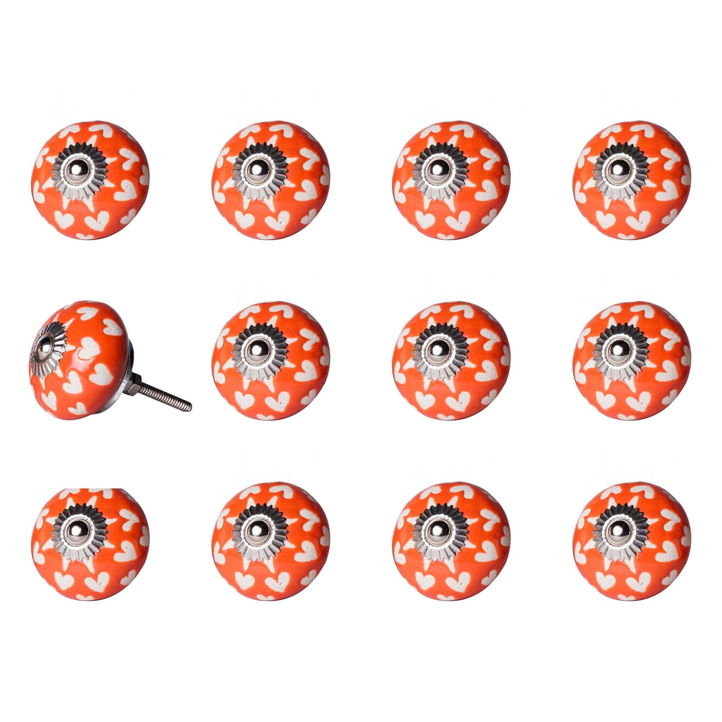 1.5" X 1.5" X 1.5" Orange White And Silver Knobs 12 Pack