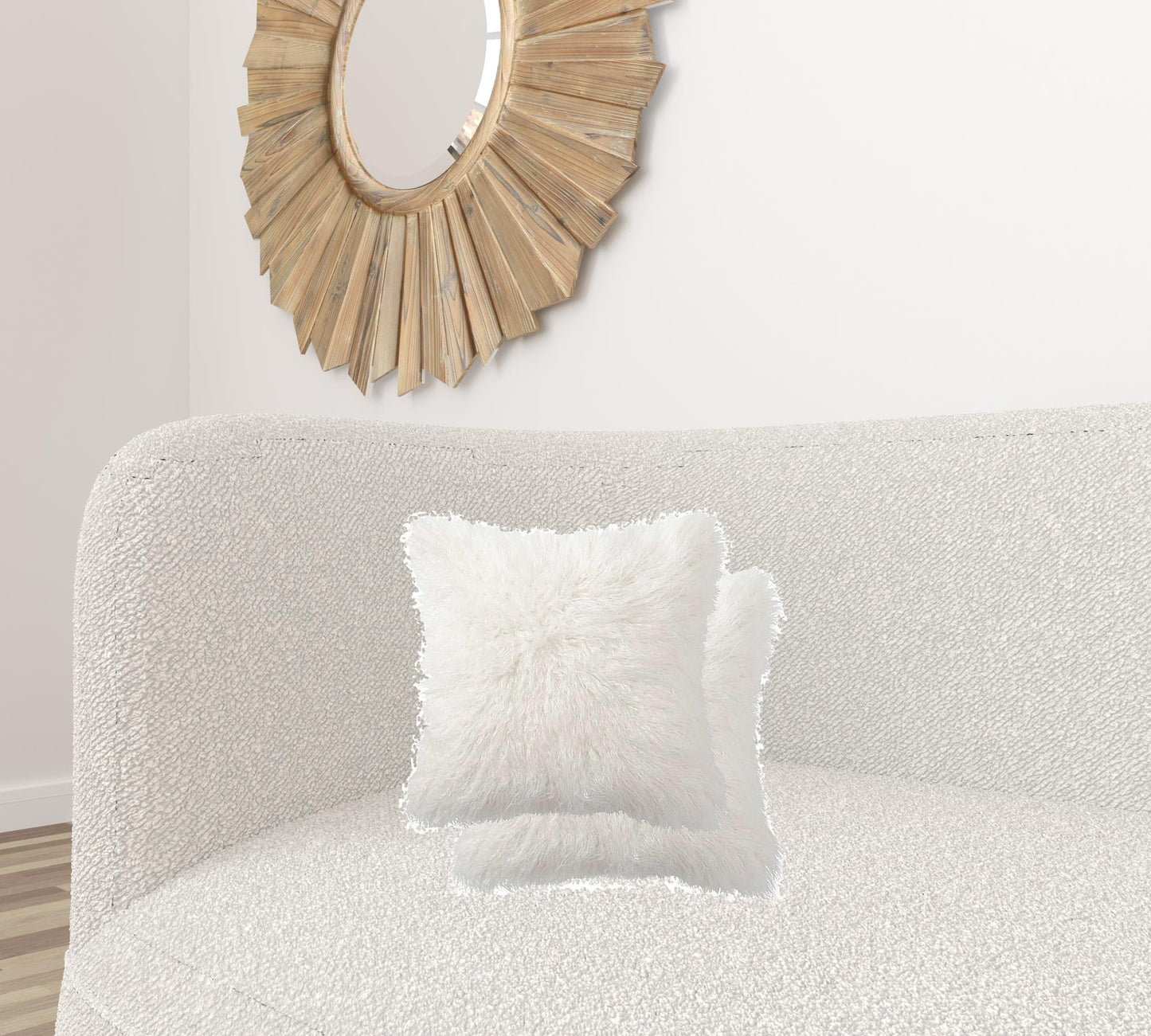 18" X 18" X 5" Off White Faux Fur Pillow 2 Pack