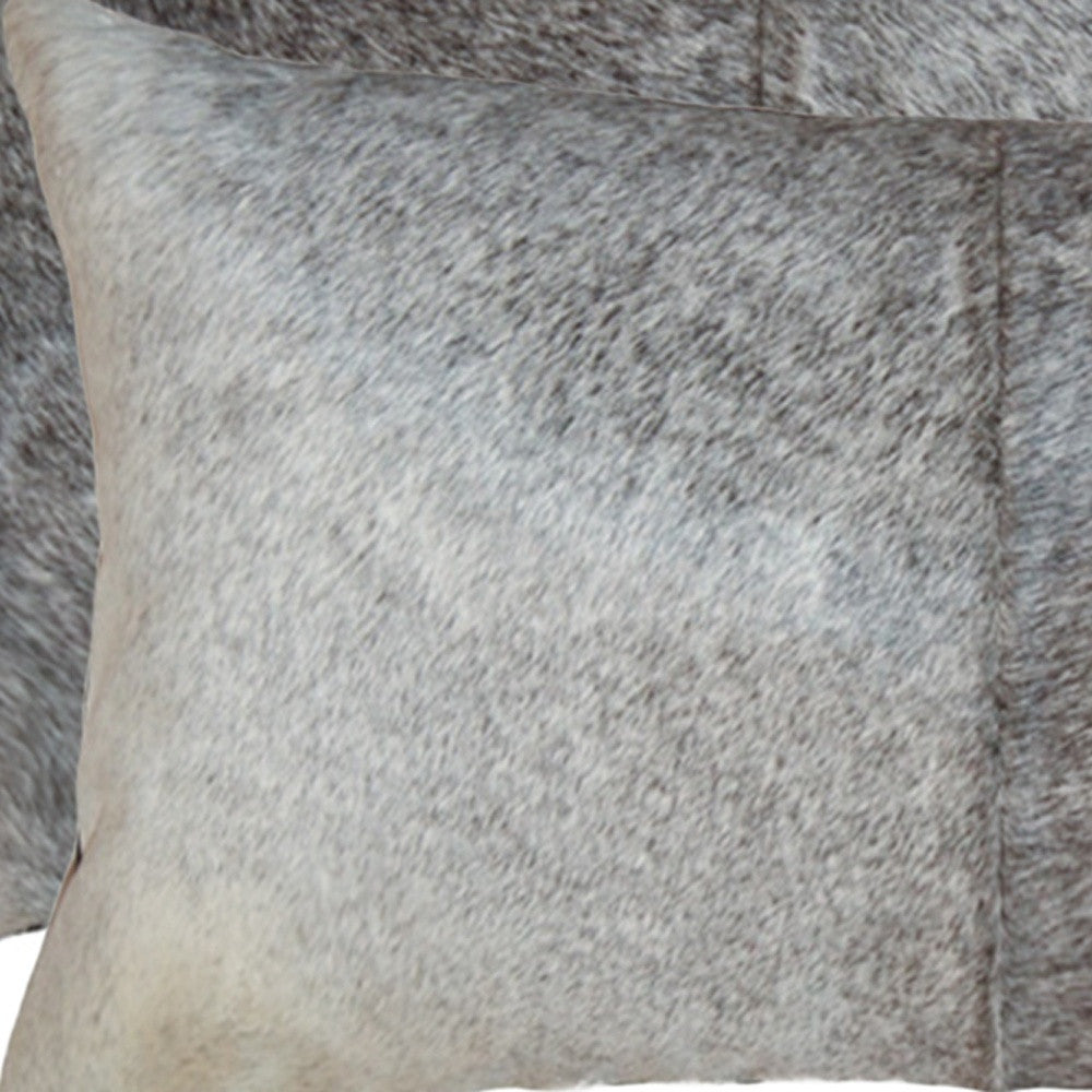 12" X 20" X 5" Salt And Pepper Gray And White Cowhide Pillow 2 Pack