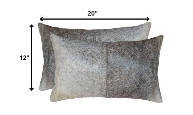12" X 20" X 5" Salt And Pepper Gray And White Cowhide Pillow 2 Pack