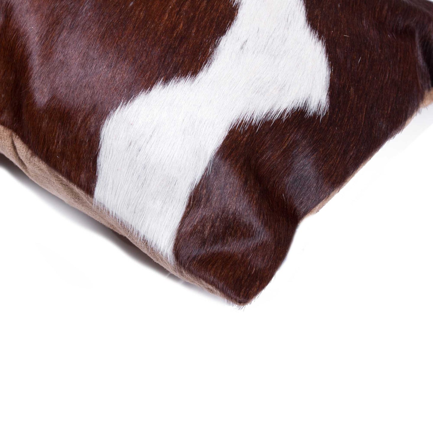 12" X 20" X 5" Chocolate And White Torino Kobe Cowhide Pillow