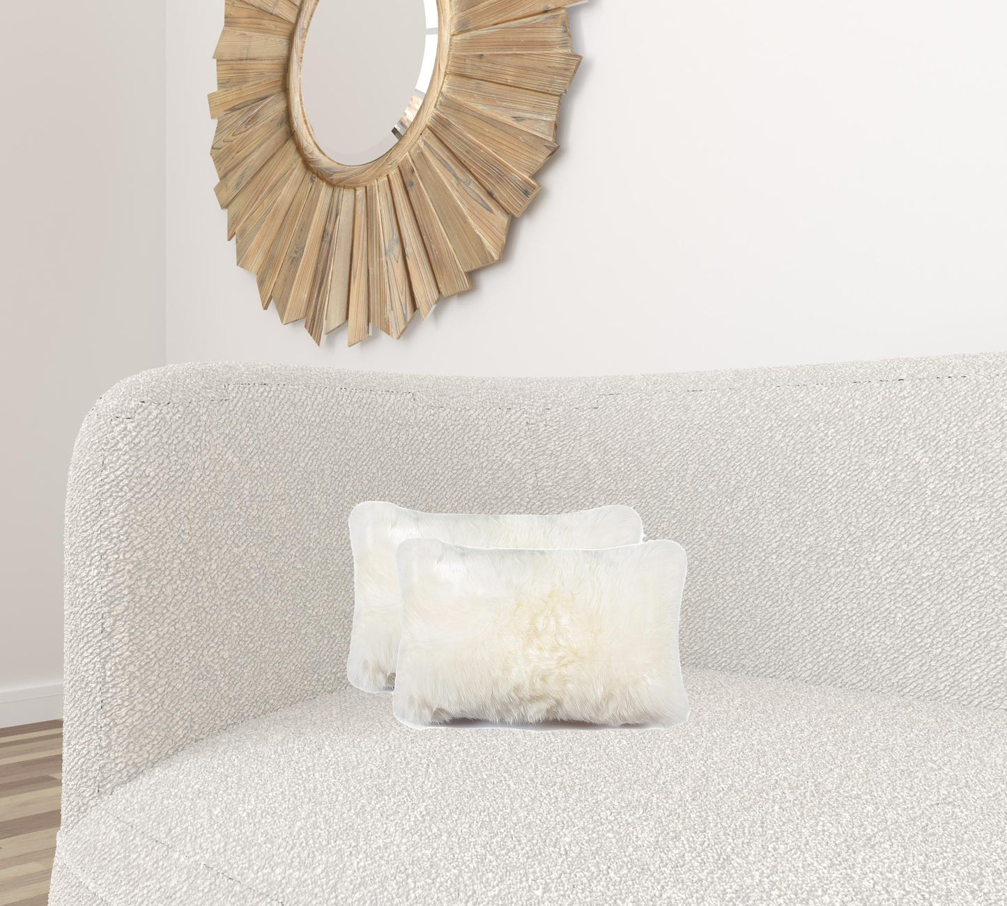 12" X 20" X 5" Natural Sheepskin Pillow 2Pcs