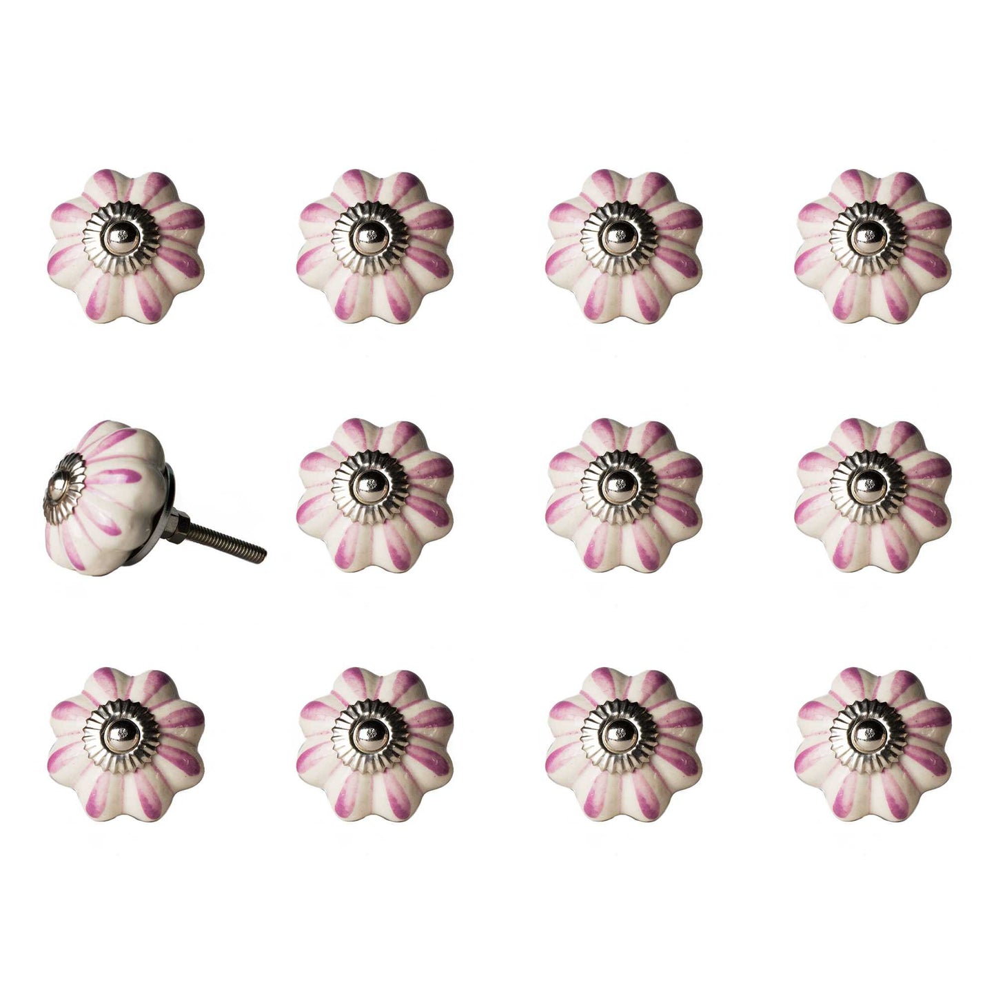 1.5" X 1.5" X 1.5" Cream Pink And Silver Knobs 12 Pack