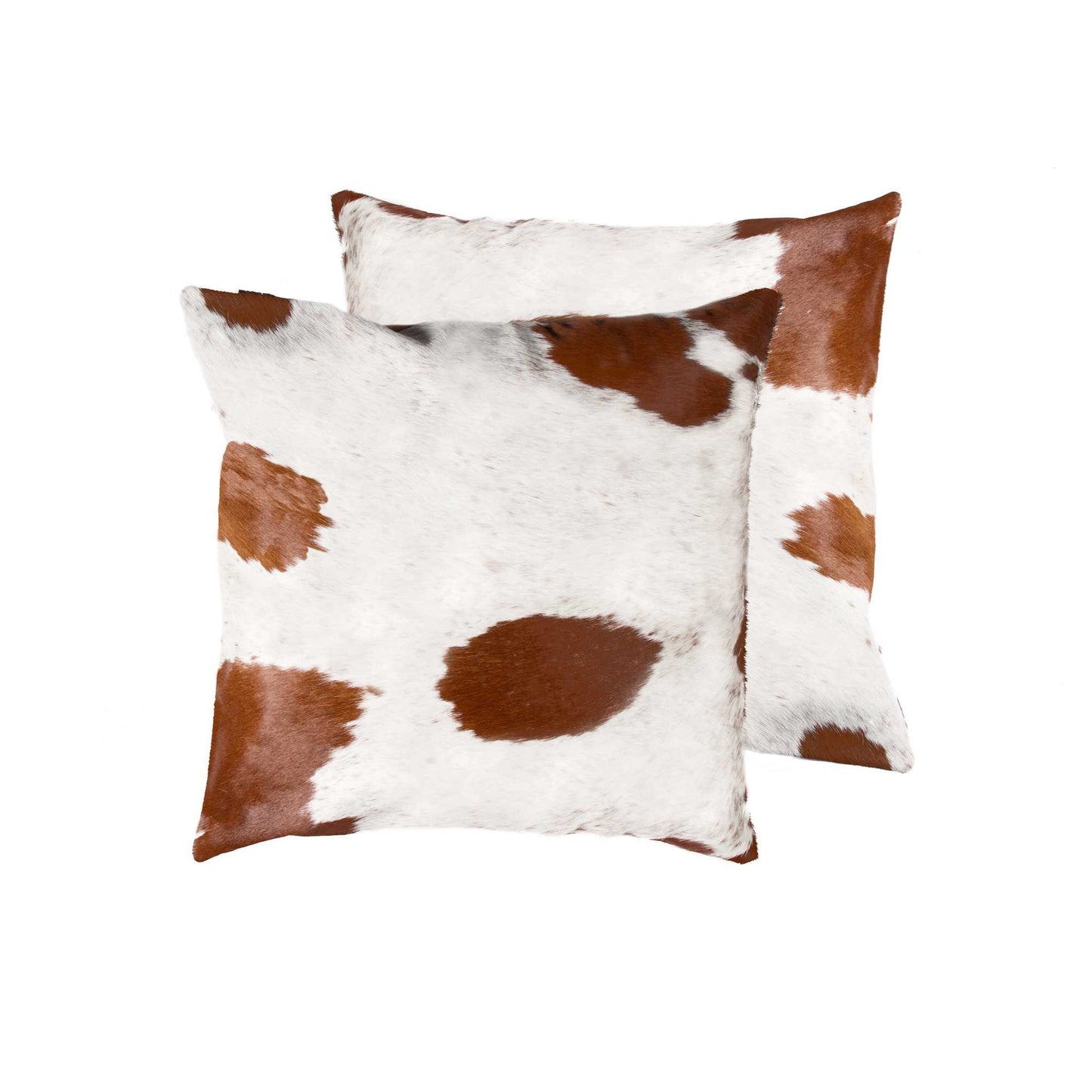 18" X 18" X 5" White And Brown Cowhide Pillow 2 Pack