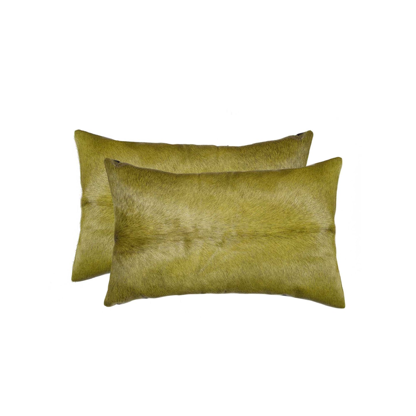 12" X 20" X 5" Lime Cowhide Pillow 2 Pack