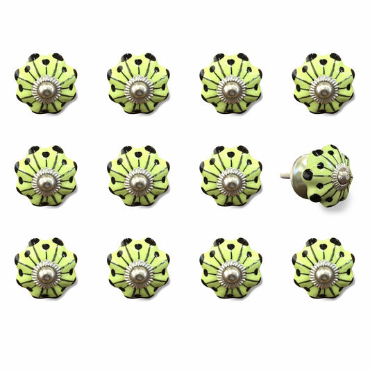 1.5" X 1.5" X 1.5" Yellow Green And Silver Knobs 12 Pack