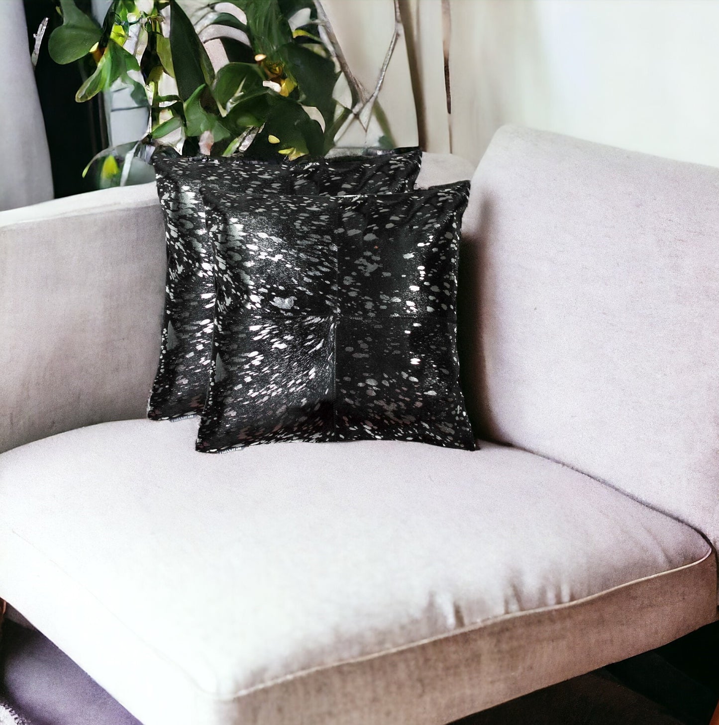 18" X 18" X 5" Silver And Black Torino Quattro Pillow 2 Pack
