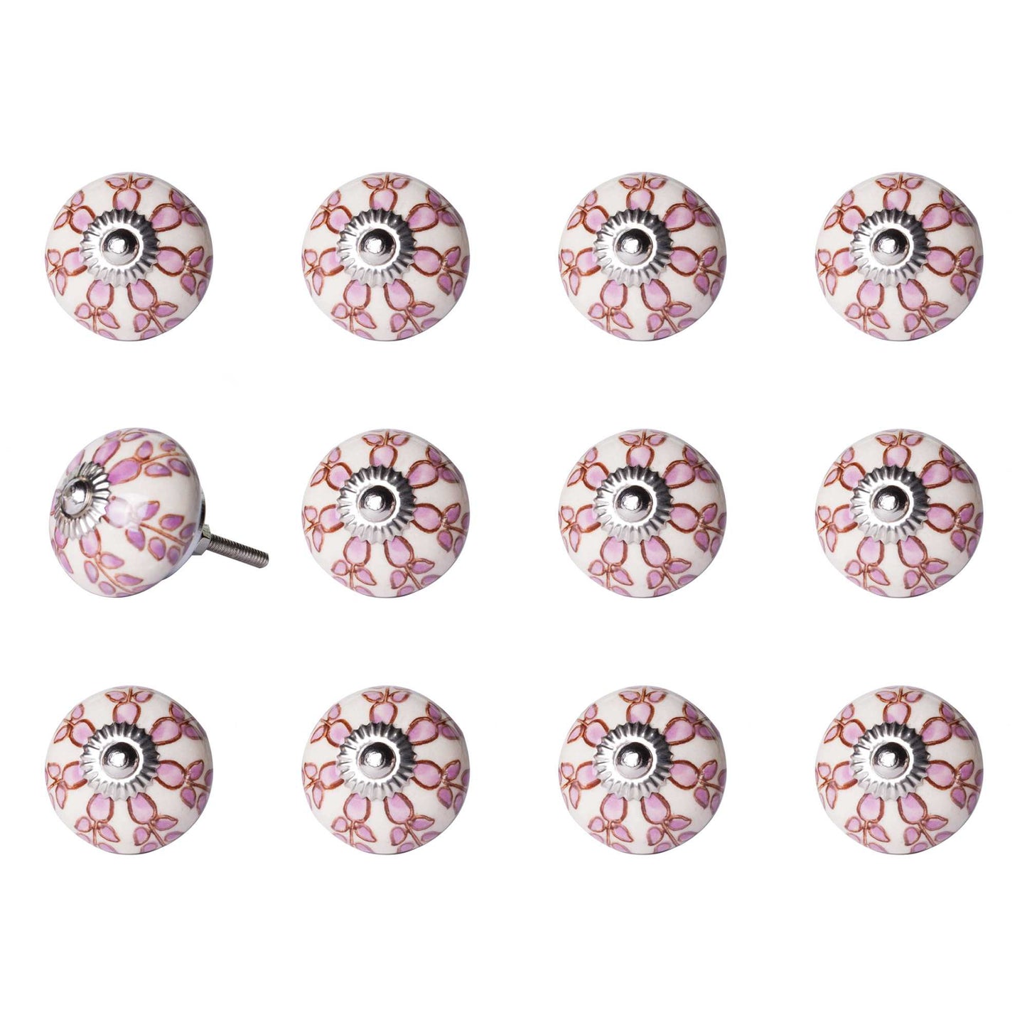 1.5" X 1.5" X 1.5" White Pink And Burgundy Knobs 12 Pack