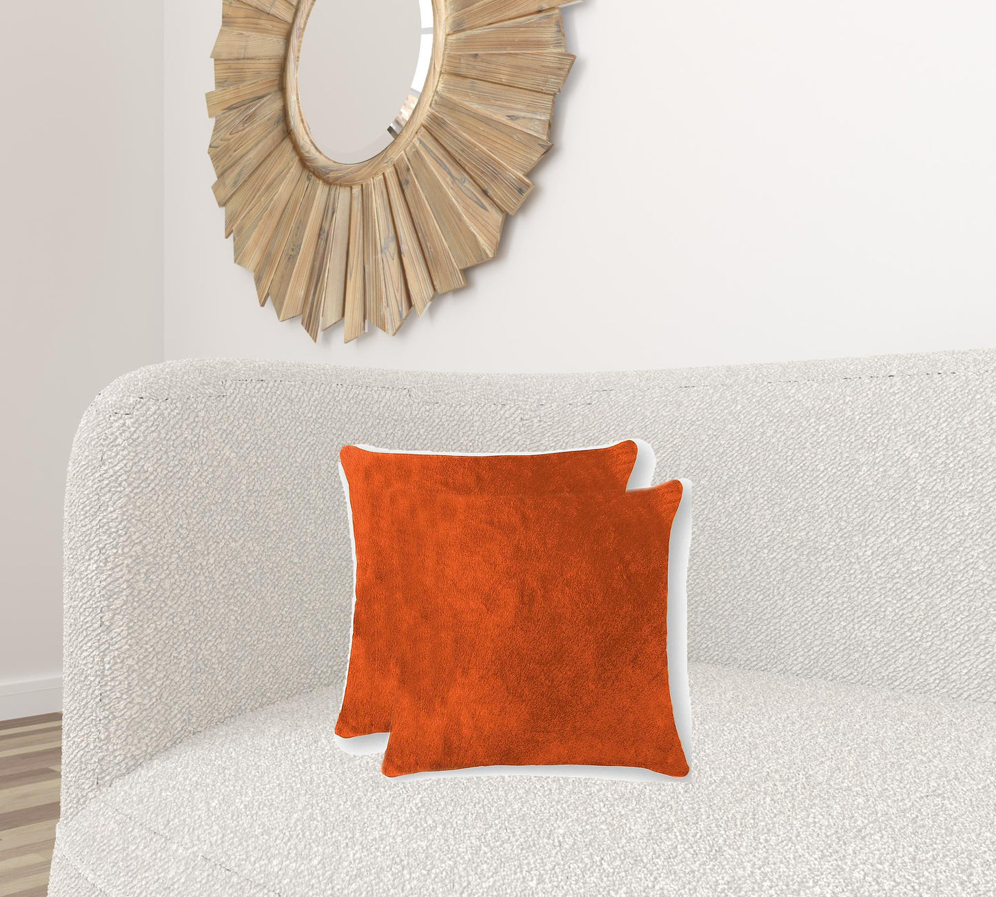 18" X 18" X 5" Orange Cowhide Pillow 2 Pack