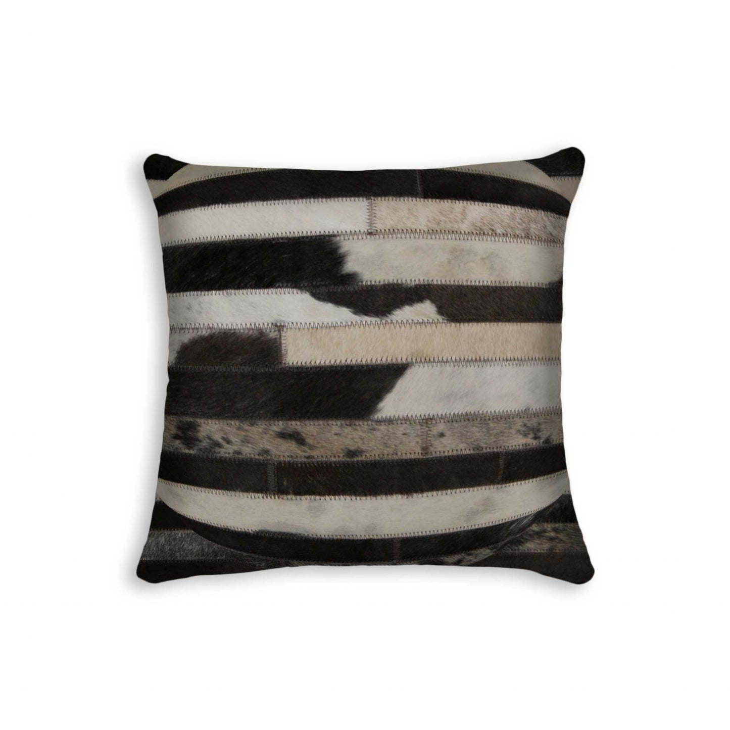 18" X 18" X 5" Modern Tricolor Torino Kobe Cowhide Pillow