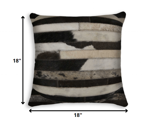 18" X 18" X 5" Modern Tricolor Torino Kobe Cowhide Pillow
