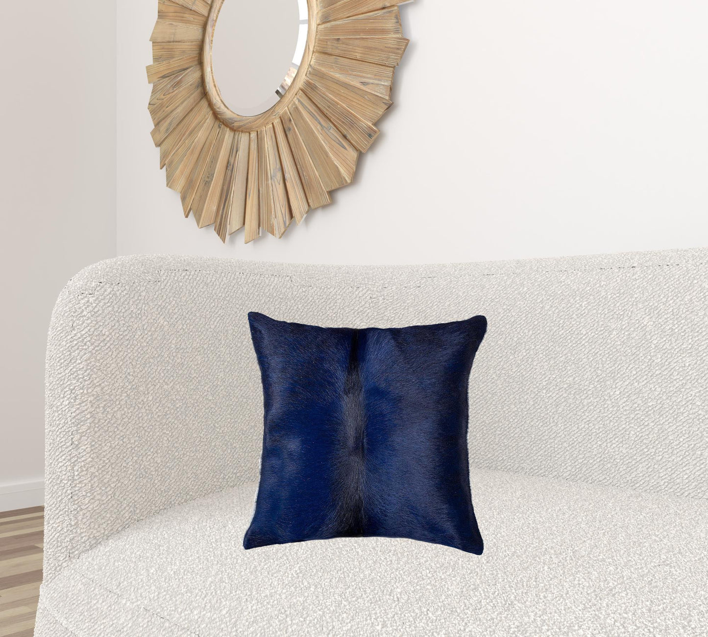 18" X 18" X 5" Navy Cowhide Pillow