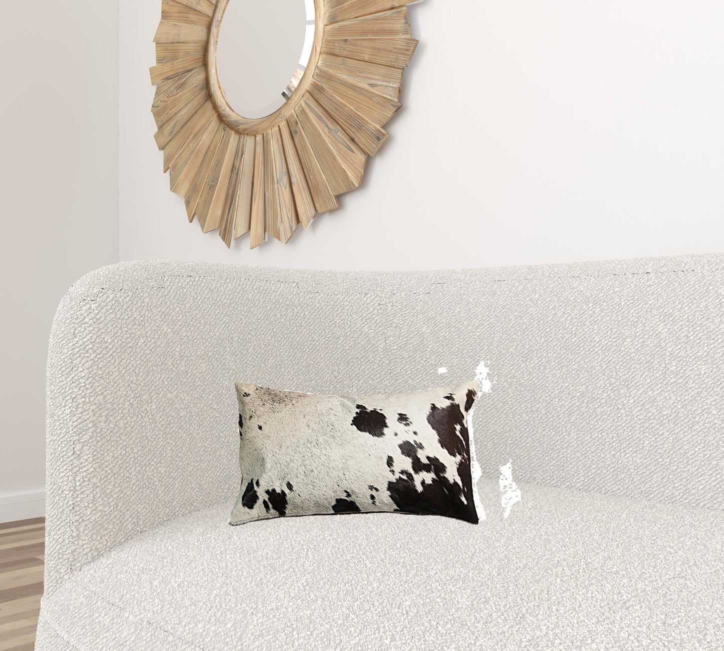 18" X 18" X 5" Salt And Pepper Chocolate And White Cowhide Pillow