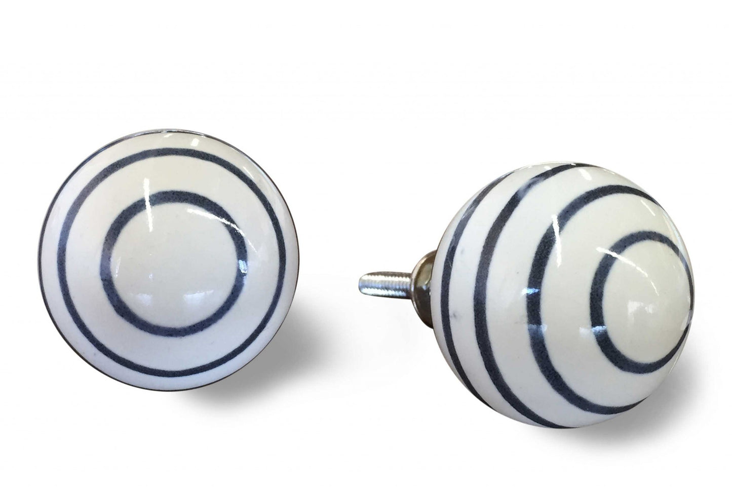 1.5" X 1.5" X 1.5" White And Navy Knobs 12 Pack
