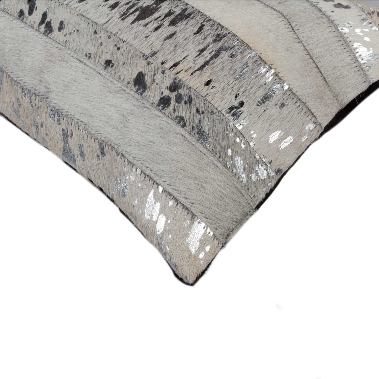 12" X 20" X 5" Grey And Silver Pillow