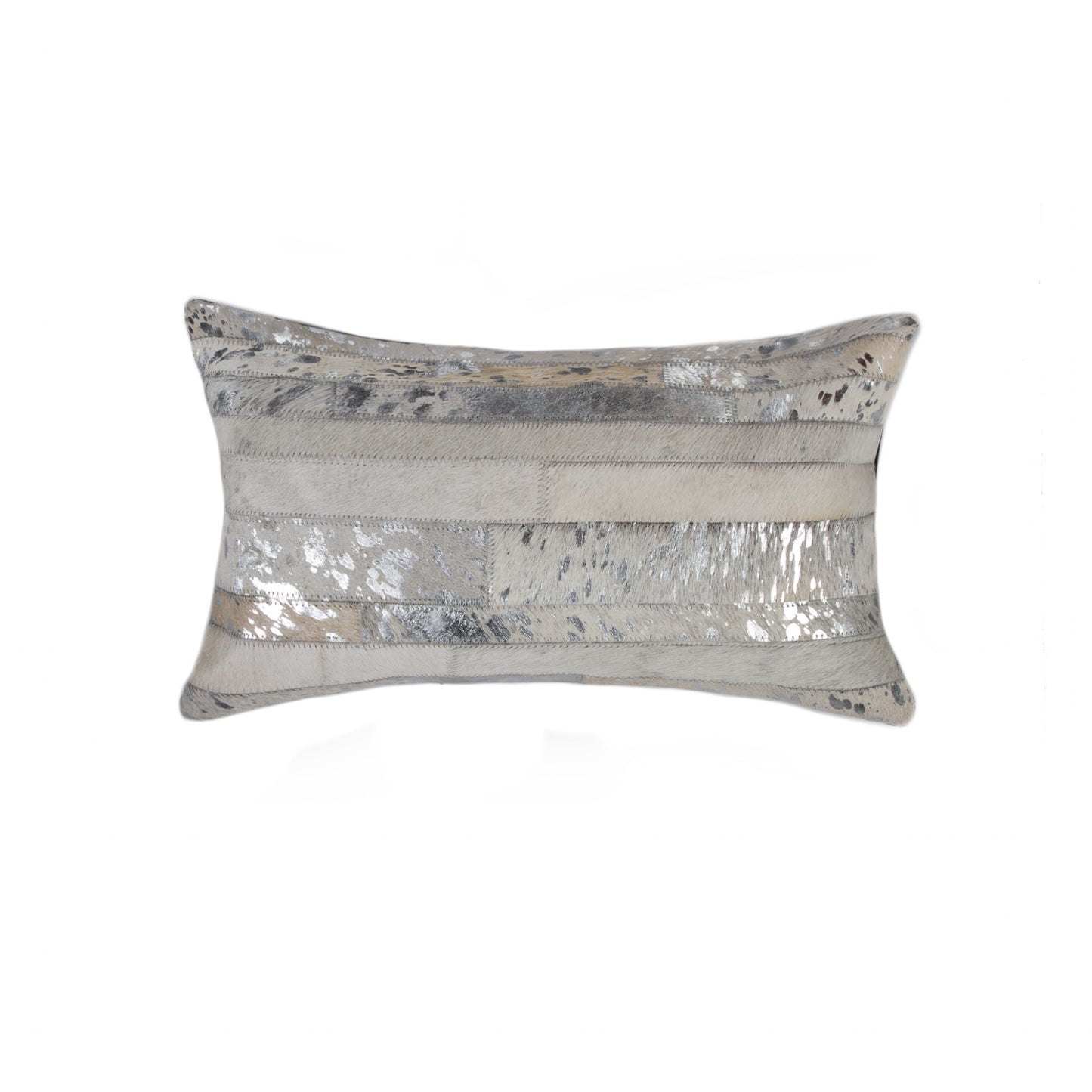 12" X 20" X 5" Grey And Silver Pillow
