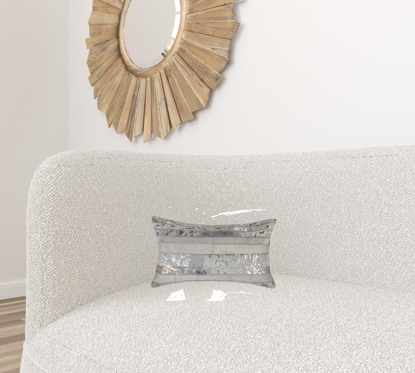 12" X 20" X 5" Grey And Silver Pillow