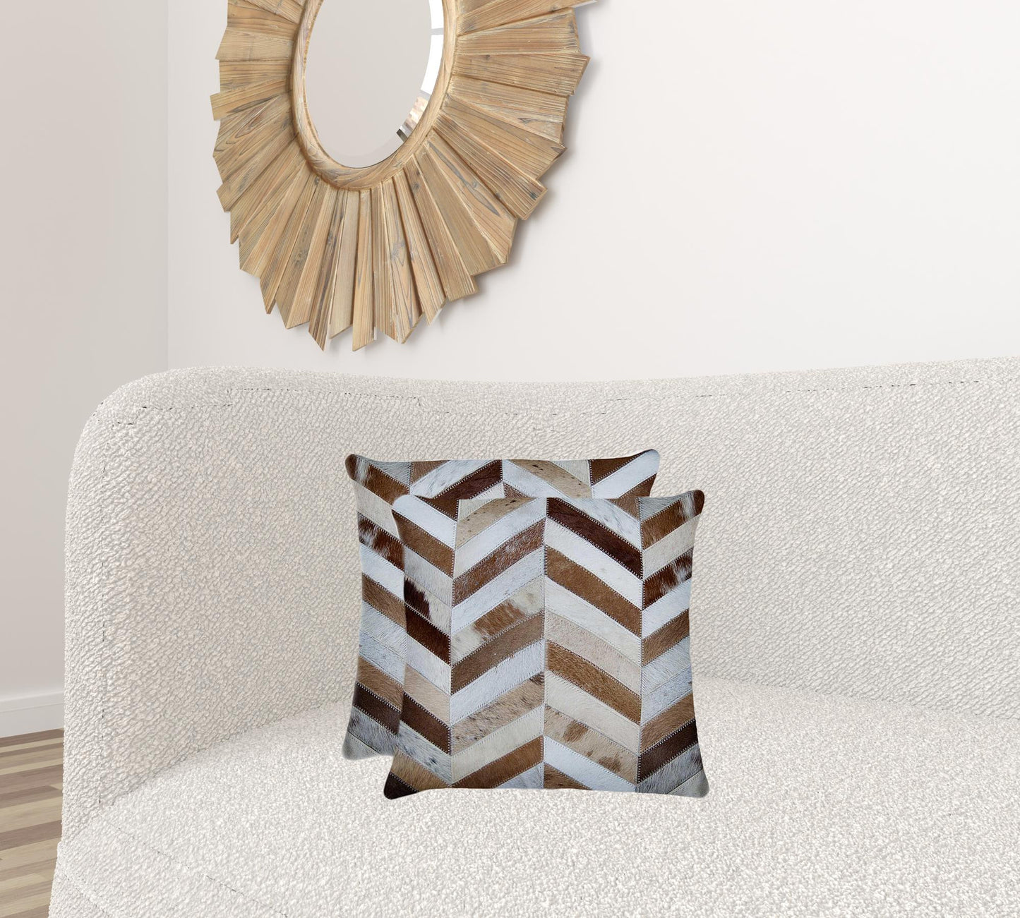 18" X 18" X 5" Modern And Natural Cowhide Pillow 2 Pack