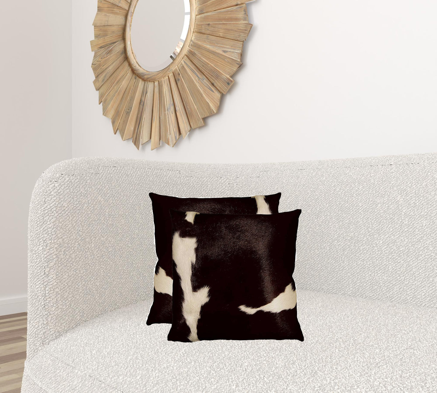 18" X 18" X 5" Chocolate And White Cowhide Pillow 2 Pack