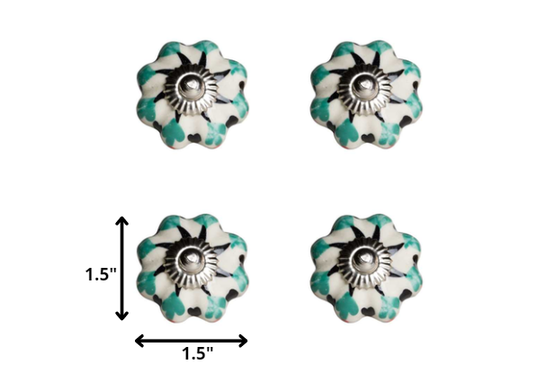 1.5" X 1.5" X 1.5" White Green And Black Knobs 12 Pack