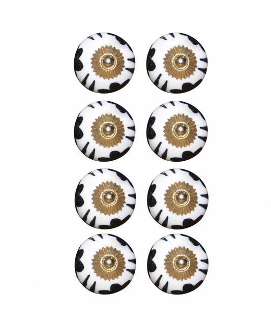 1.5" X 1.5" X 1.5" Black White And Gold Knobs 8 Pack