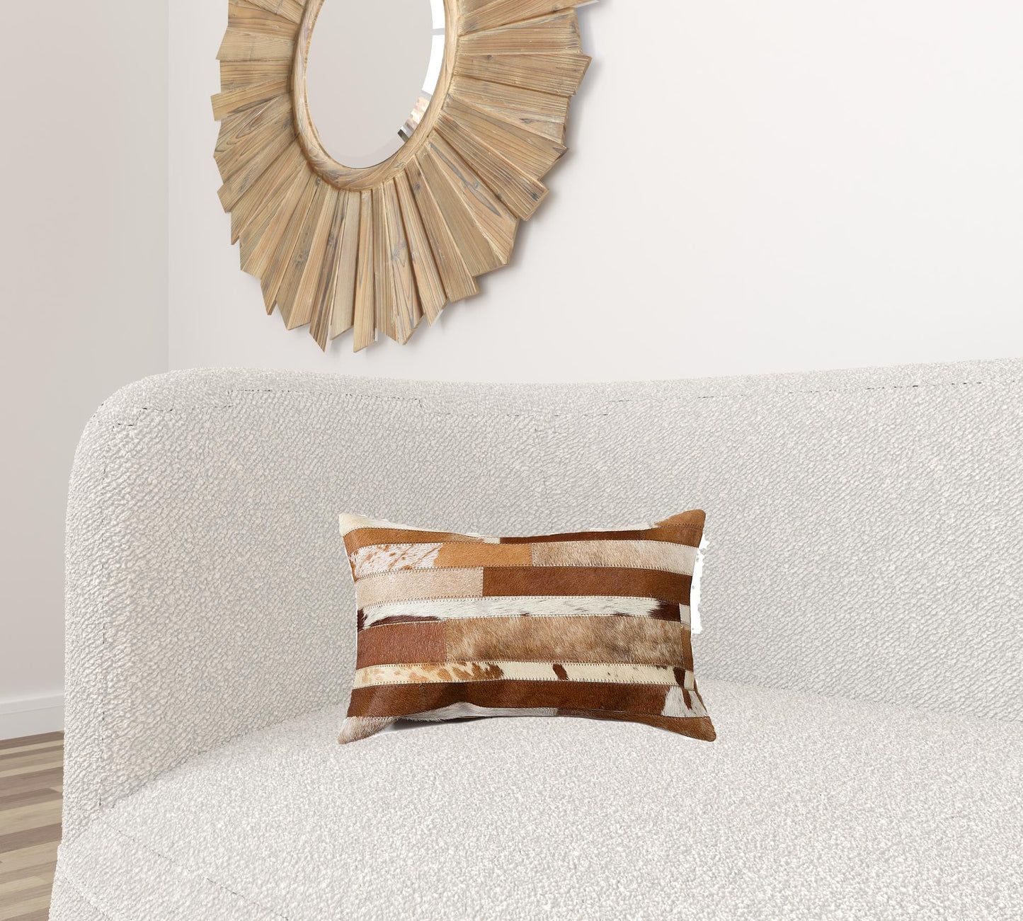 12" X 20" X 5" Brown And White Pillow