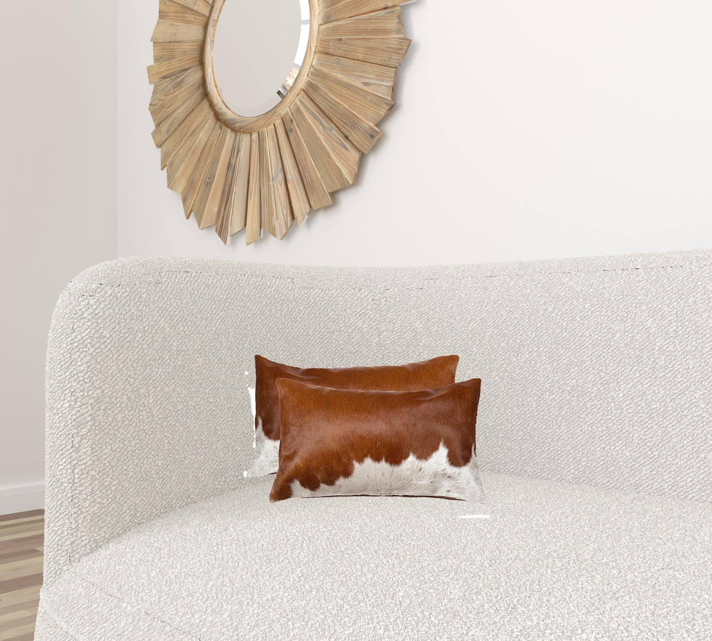 12" X 20" X 5" Brown And White Cowhide Pillow 2 Pack
