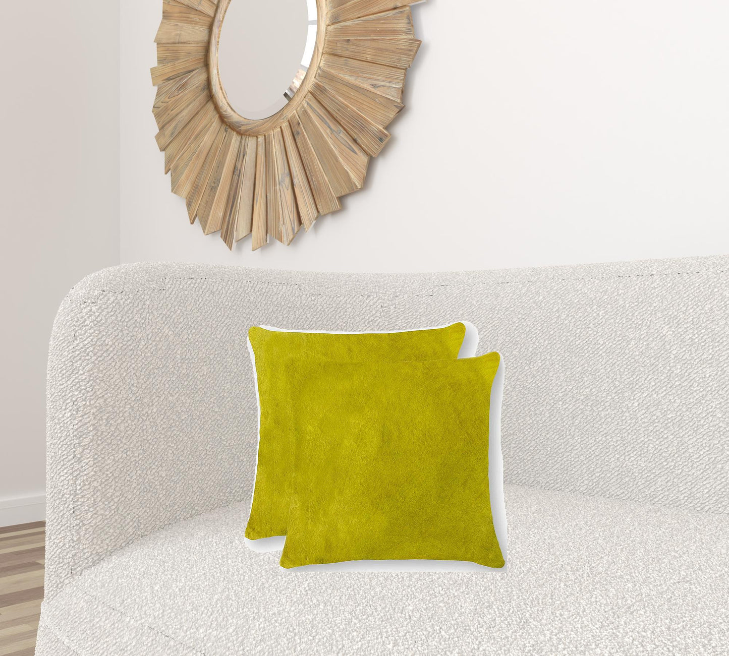 18" X 18" X 5" Yellow Cowhide Pillow 2 Pack