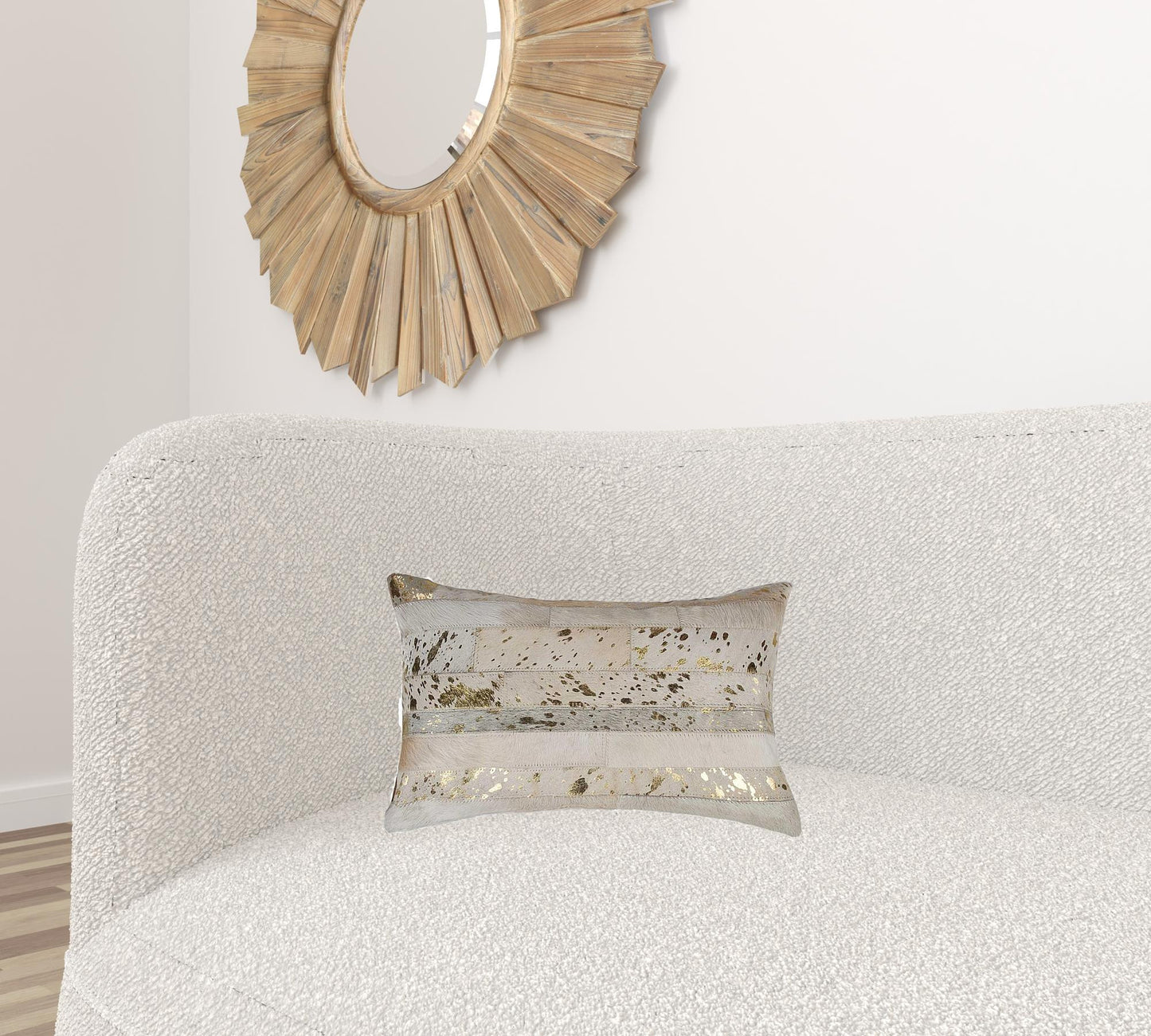 12" X 20" X 5" Natural And Gold Pillow
